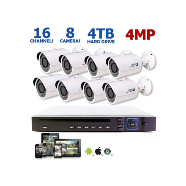 4 Megapixel 16 Channel IP System, 8 4MP Bullet Cameras